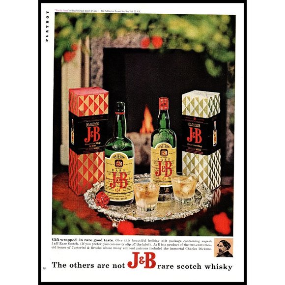 J&B Scotch Art 965 Jb Scotch Whisky Vintage Print Ad Christmas